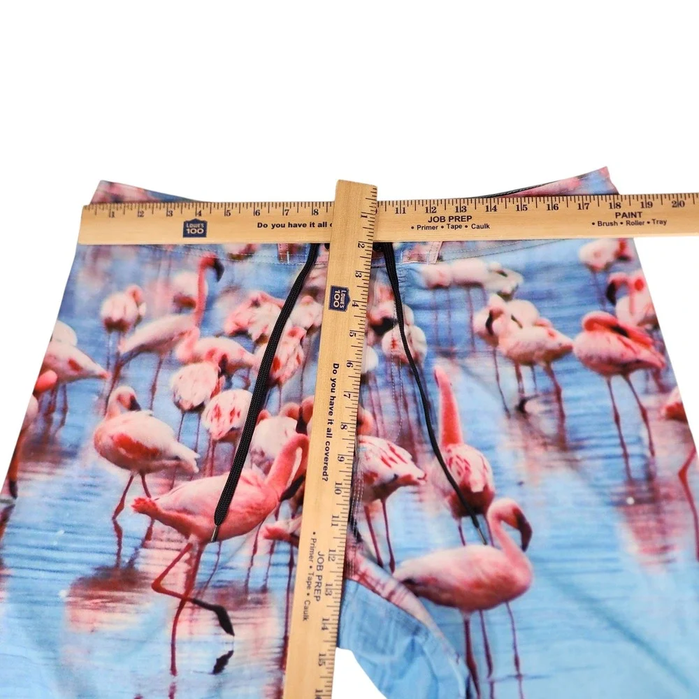 Old Navy Board Short sz 36 L Flamingo Photo Print Surfer Skater Stretch 10